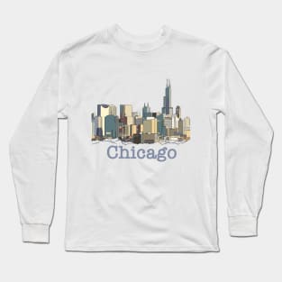 Chicago Skyline Minimalist Long Sleeve T-Shirt